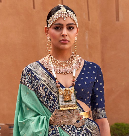 Sage Green Woven Patola Silk Saree