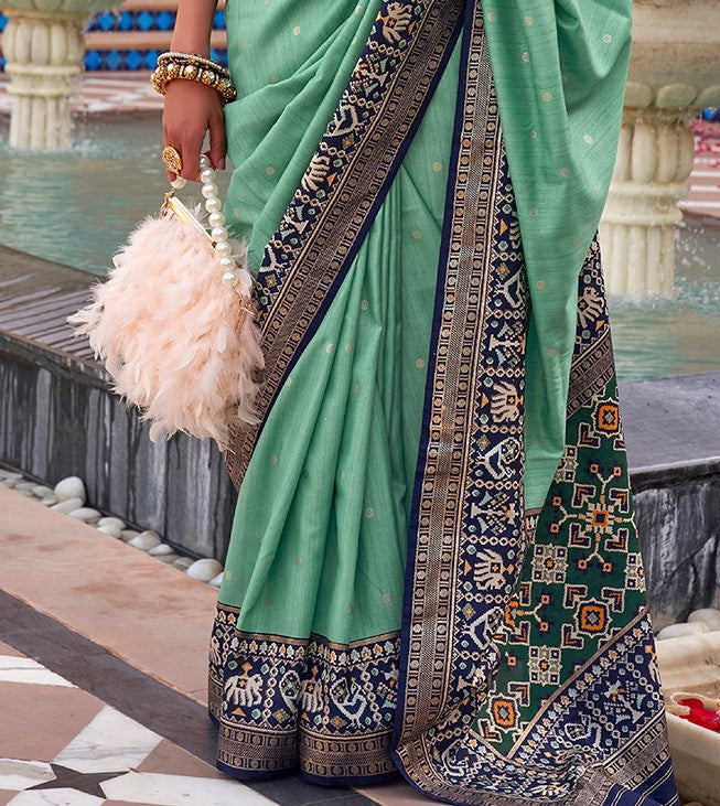 Sage Green Woven Patola Silk Saree