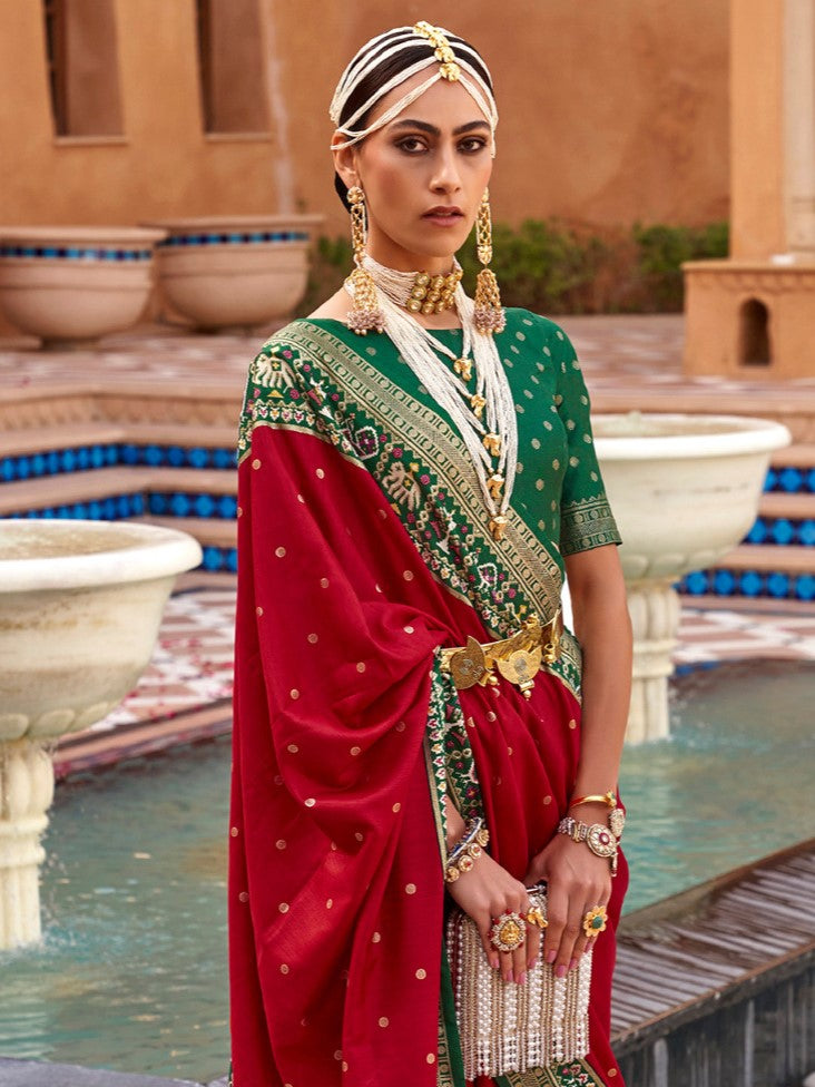 Scarlet Red Woven Patola Silk Saree