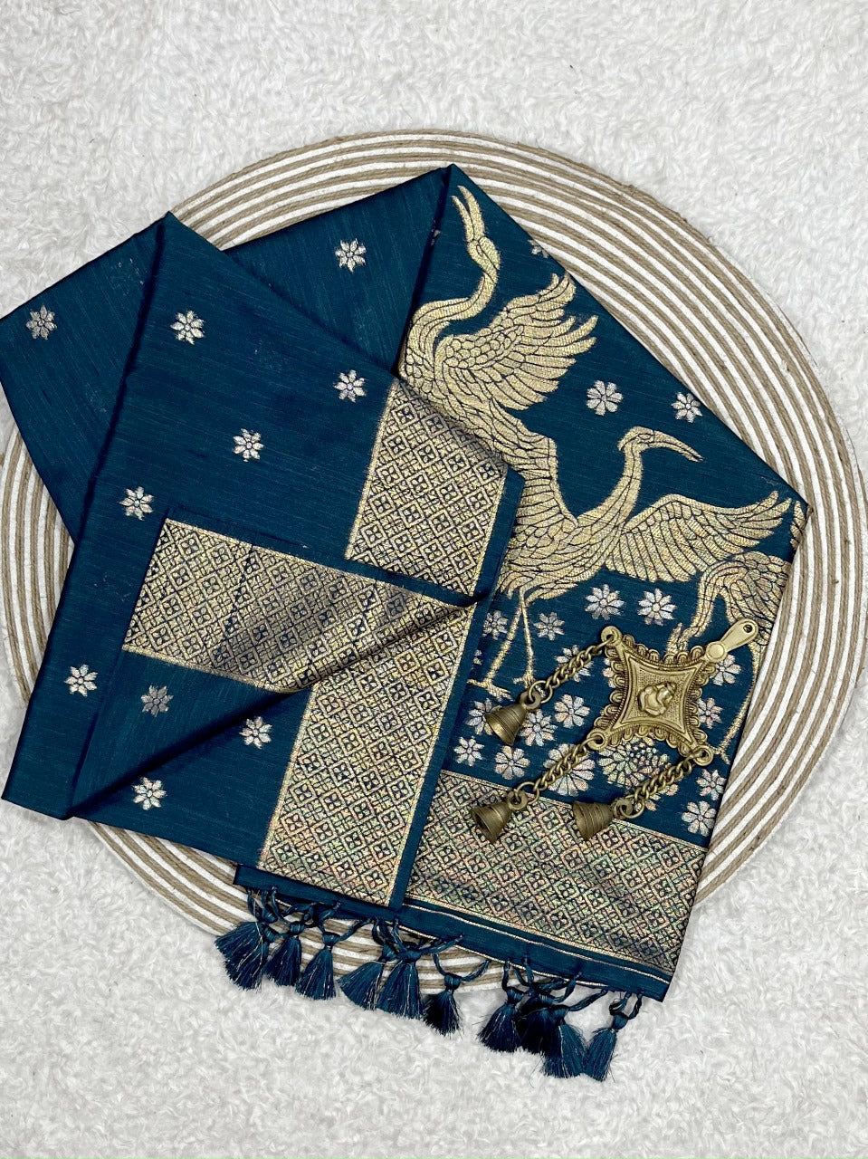 Sea Blue Kosa Silk Saree