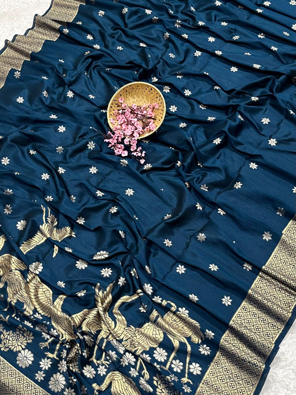 Sea Blue Kosa Silk Saree