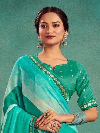Sea Foam Green Chiffon Saree