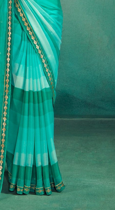 Sea Foam Green Chiffon Saree