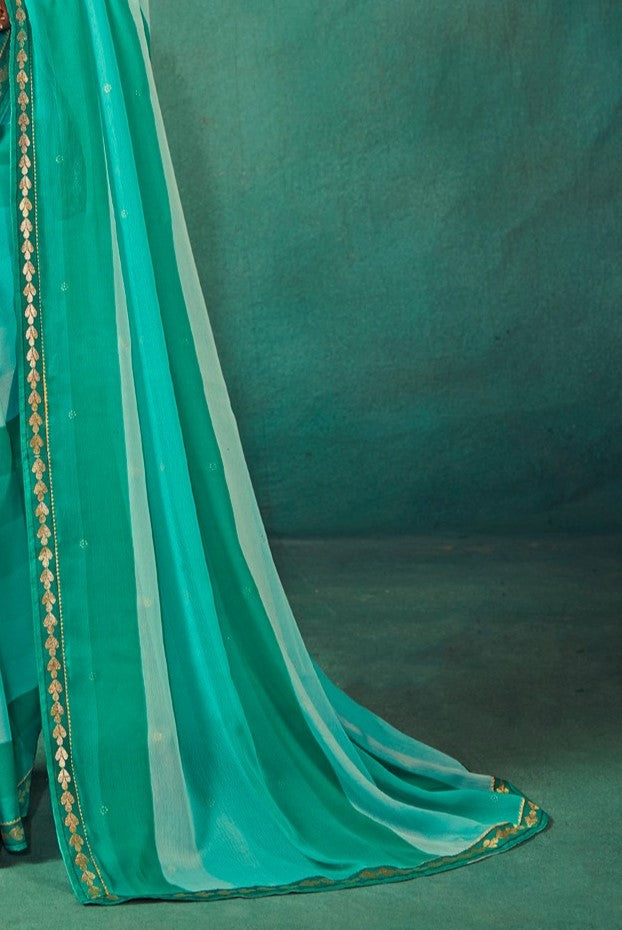 Sea Foam Green Chiffon Saree