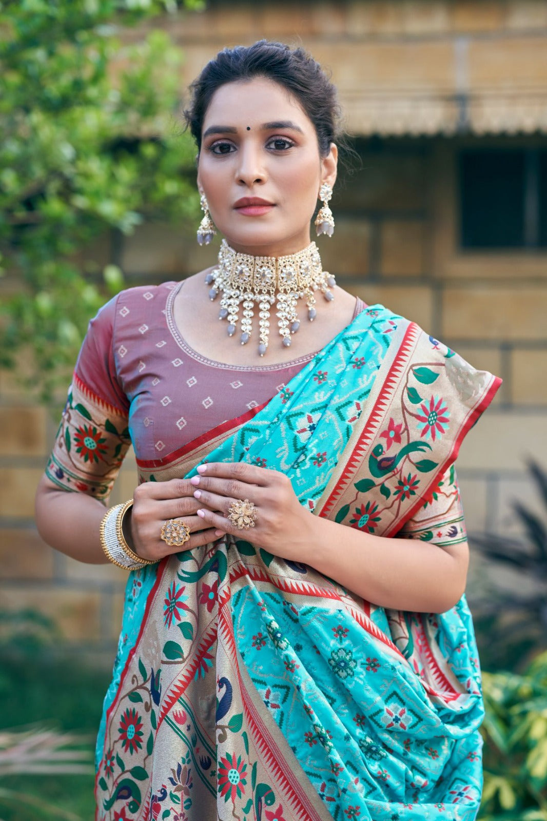 Sky Blue Soft Banarasi Silk Saree