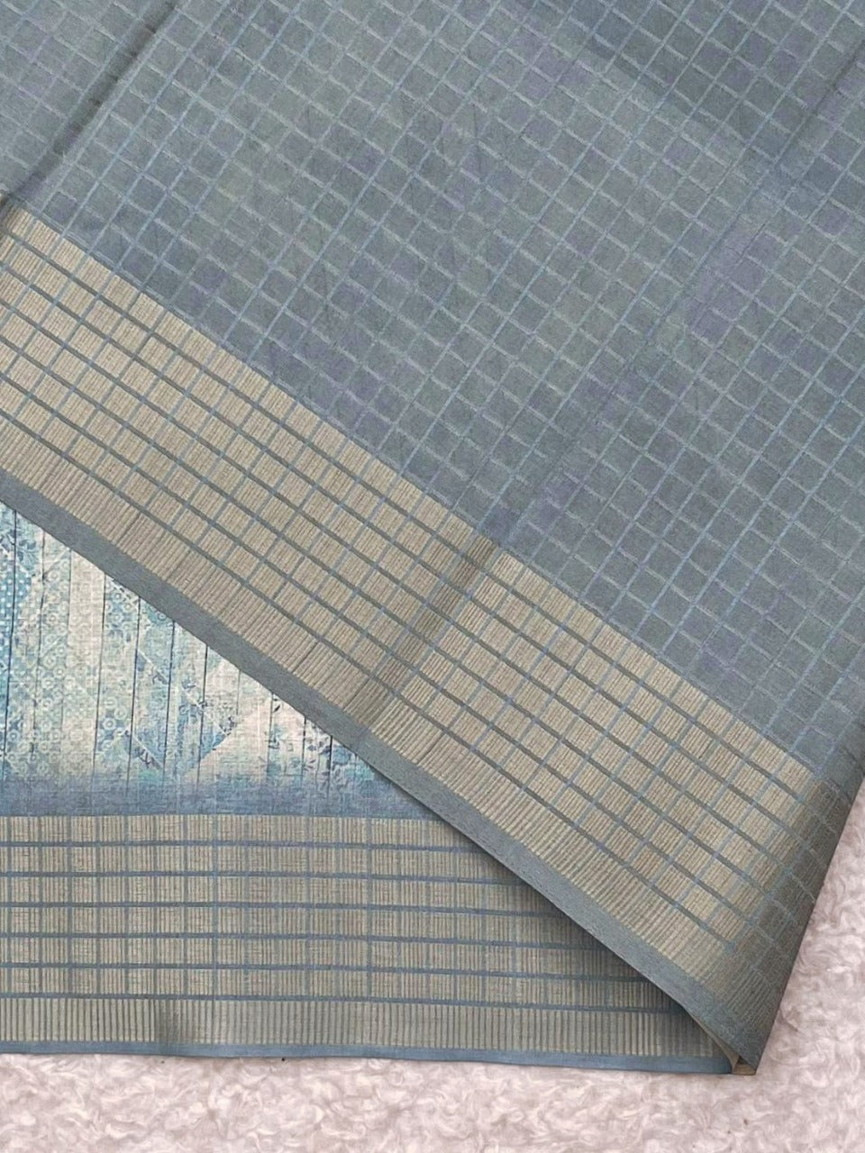 Sky Blue Premium Tussar Silk Saree
