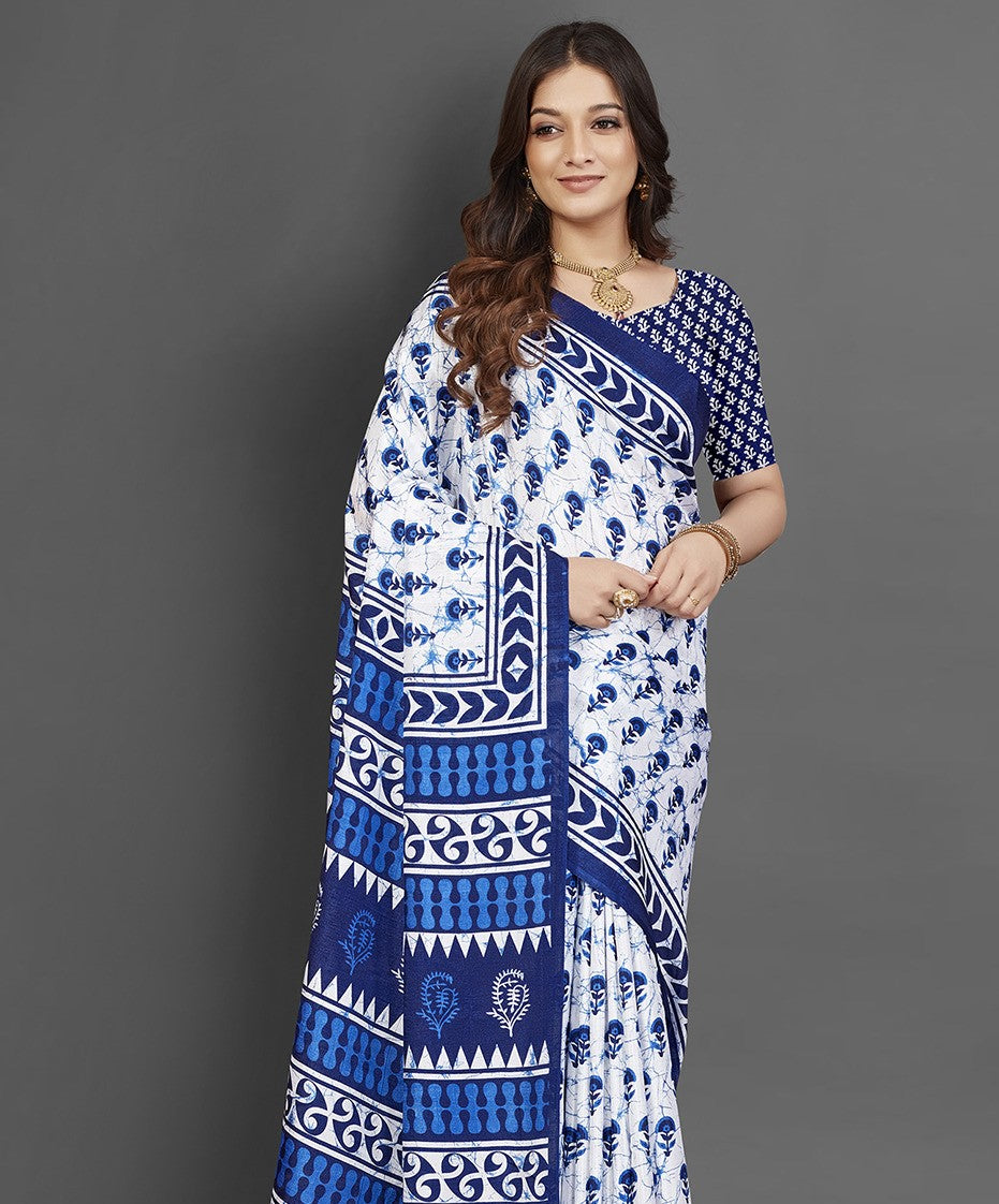 Snow White Dola Silk Saree