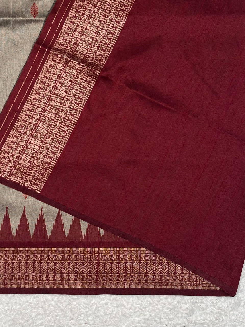 Stone Grey Desi Tussar Silk Saree