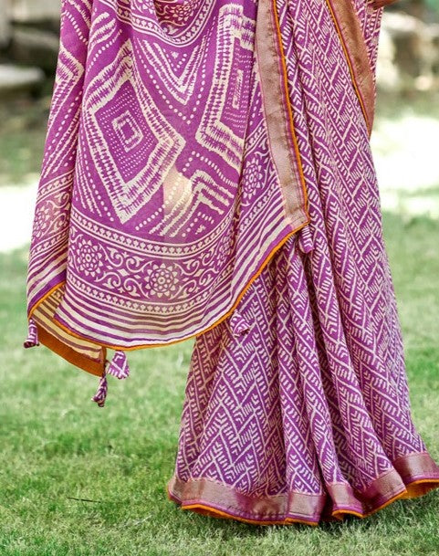 Taffy Pink Georgette Saree
