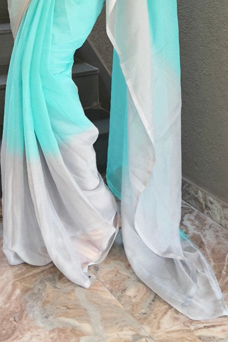 Teal Blue Georgette Saree