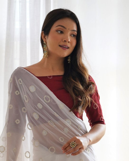 White Georgette Saree