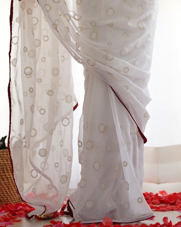 White Georgette Saree