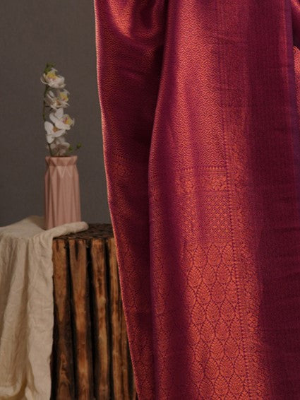 Wine Red Woven Kanjivaram Saree