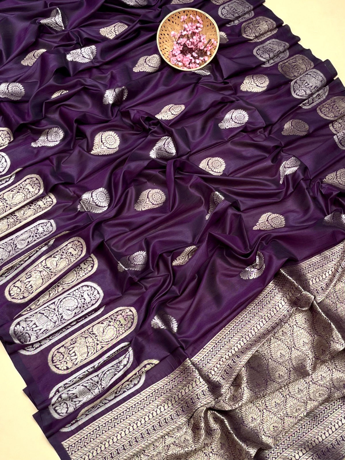 Wine Violet Matka Silk Saree