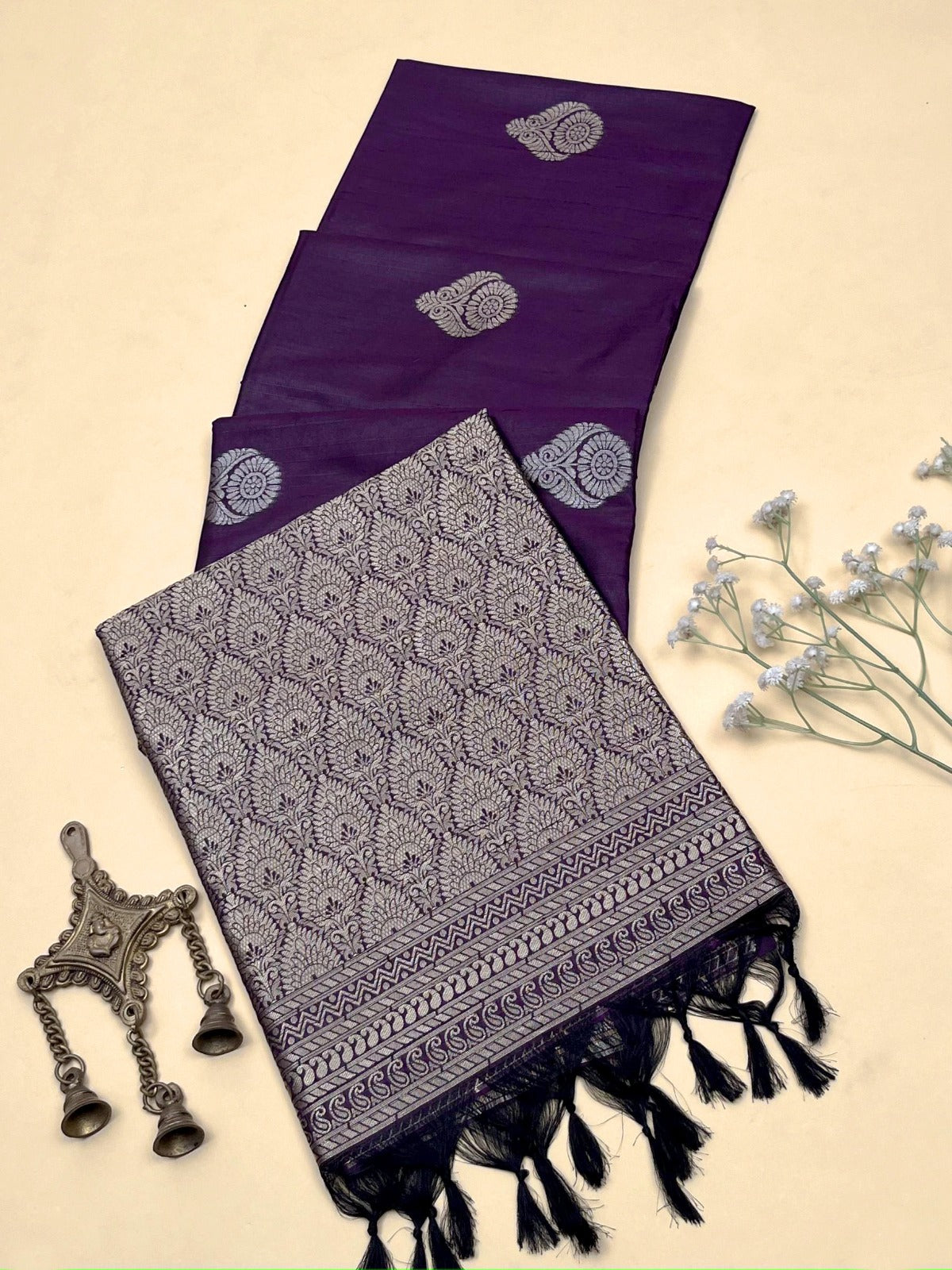 Wine Violet Matka Silk Saree