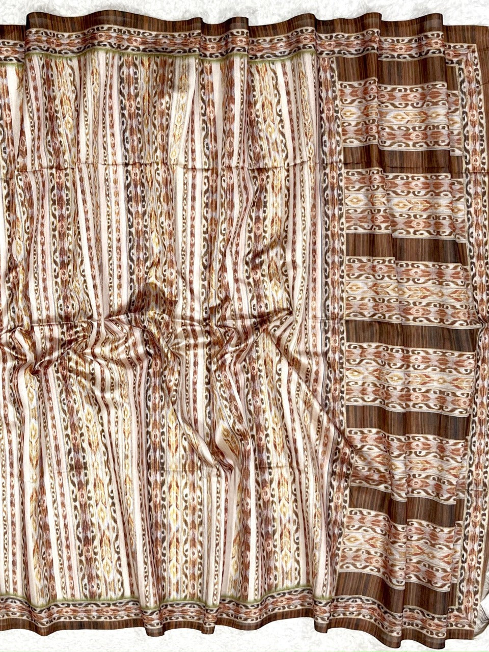Wood Brown Tussar Silk Saree