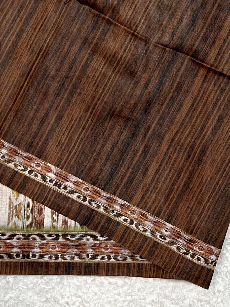 Wood Brown Tussar Silk Saree