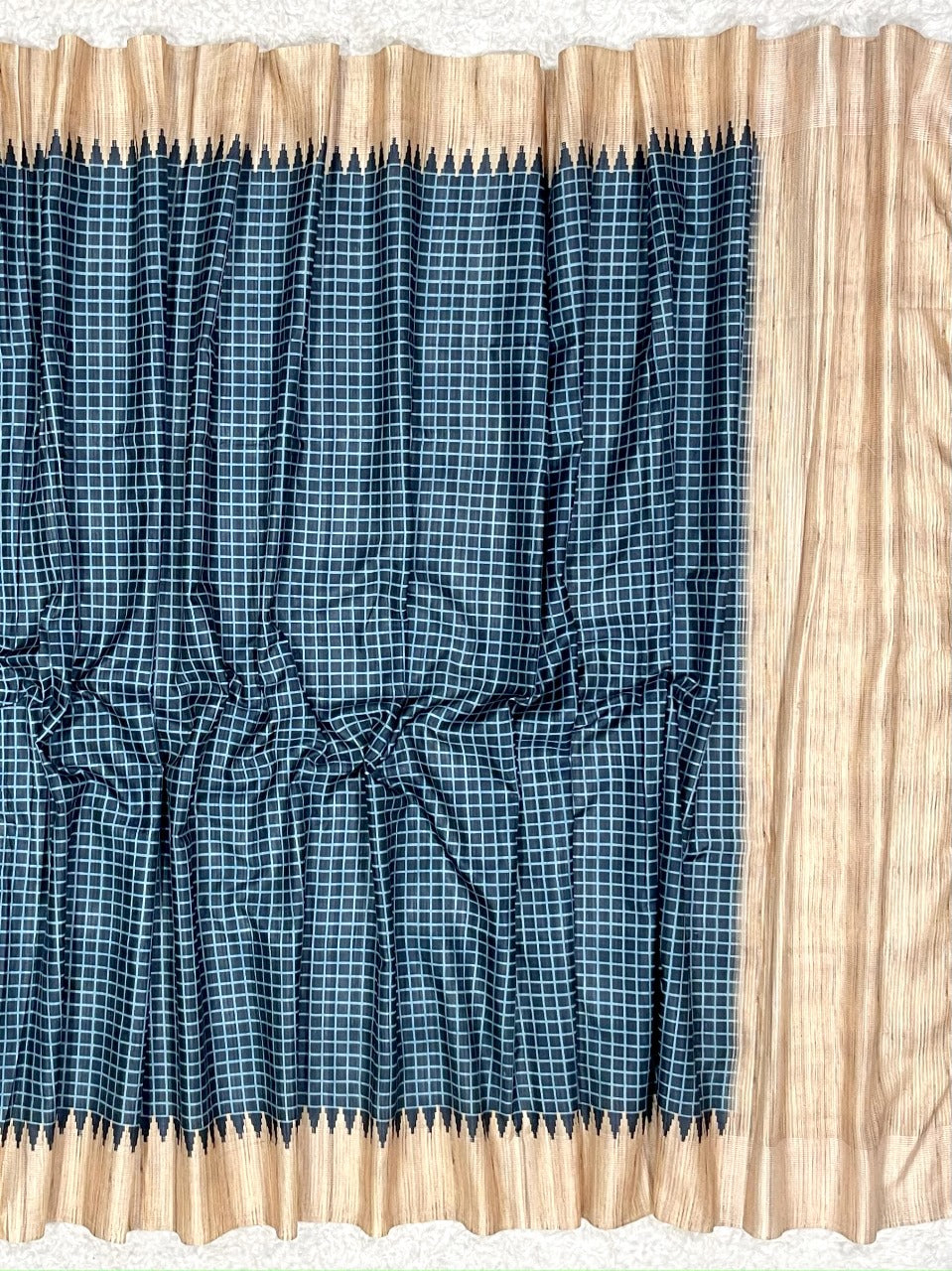 Yale Blue Desi Tussar Silk Saree