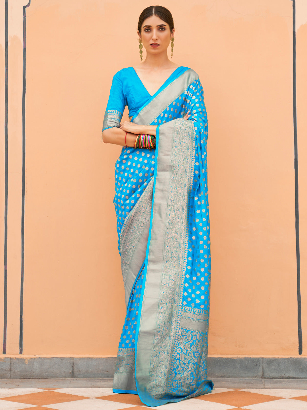 Sky Blue Woven Kanjivaram Saree