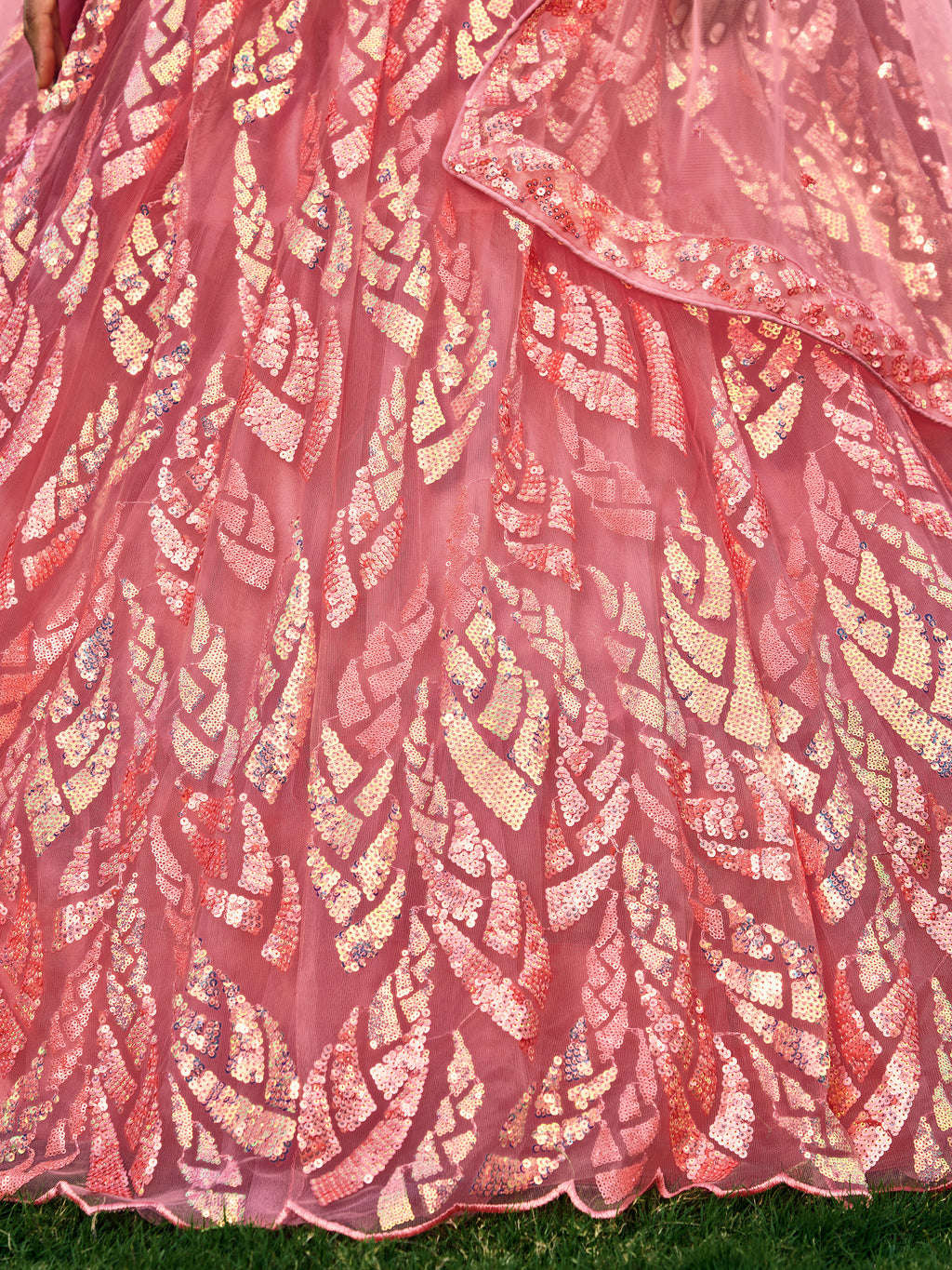 LOTUS PINK HEAVY SEQUINS LEHENGA