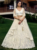 OFF WHITE HEAVY SEQUINS LEHENGA