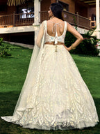 OFF WHITE HEAVY SEQUINS LEHENGA