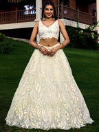 OFF WHITE HEAVY SEQUINS LEHENGA