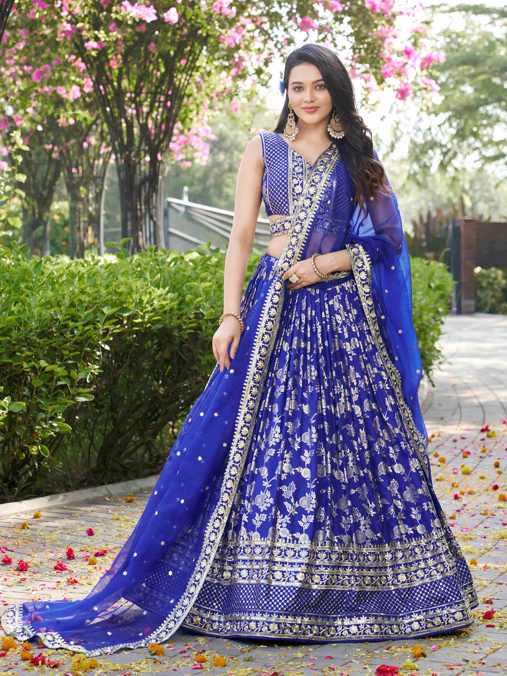 ROYAL BLUE DOLA SILK LEHENGA CHOLI
