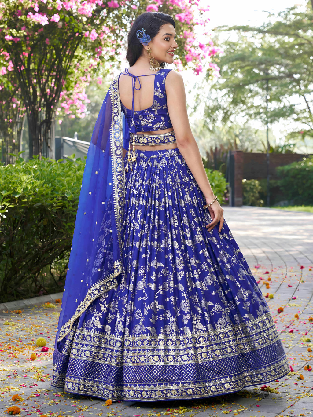 ROYAL BLUE DOLA SILK LEHENGA CHOLI