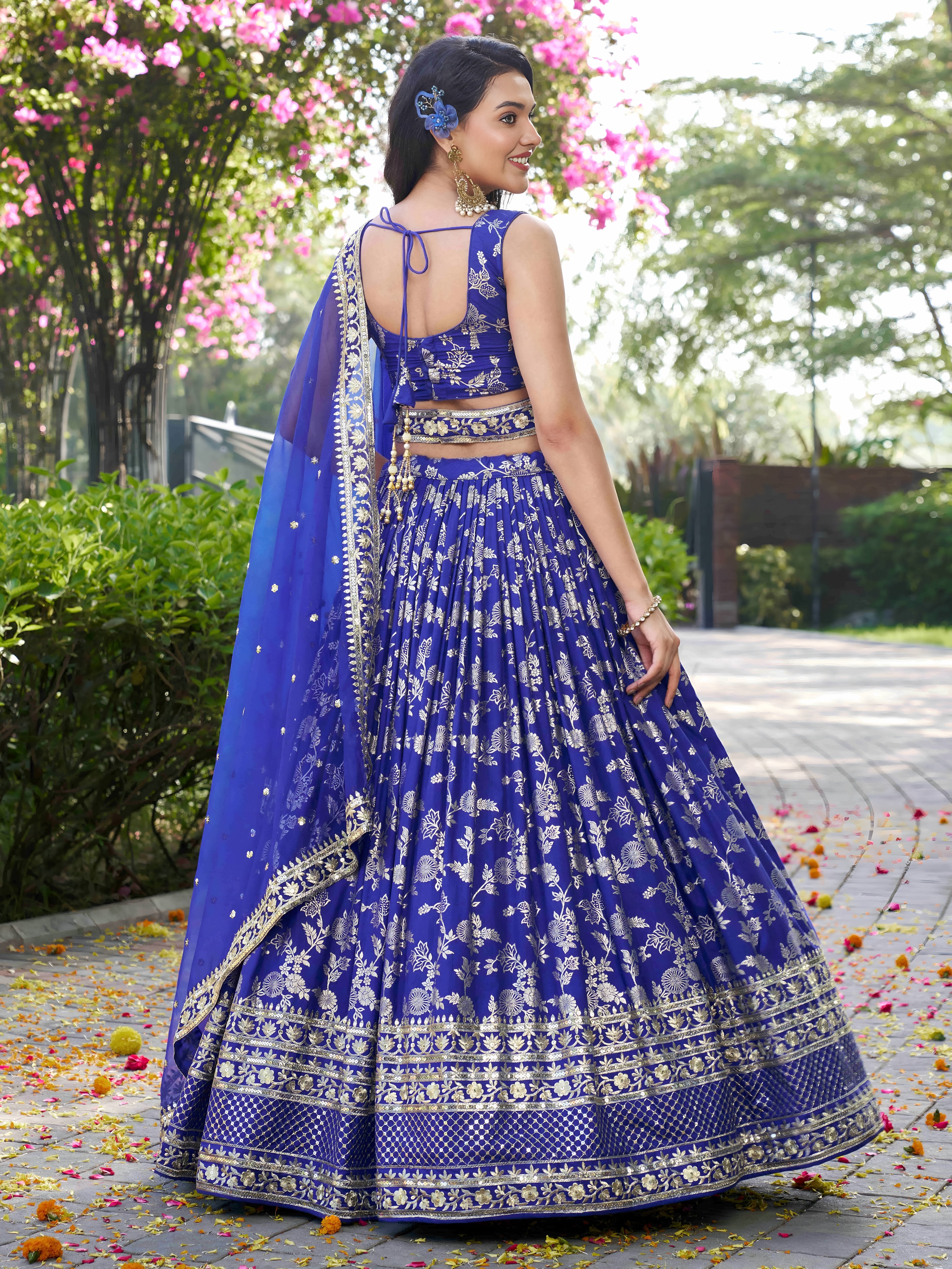 ROYAL BLUE DOLA SILK LEHENGA CHOLI