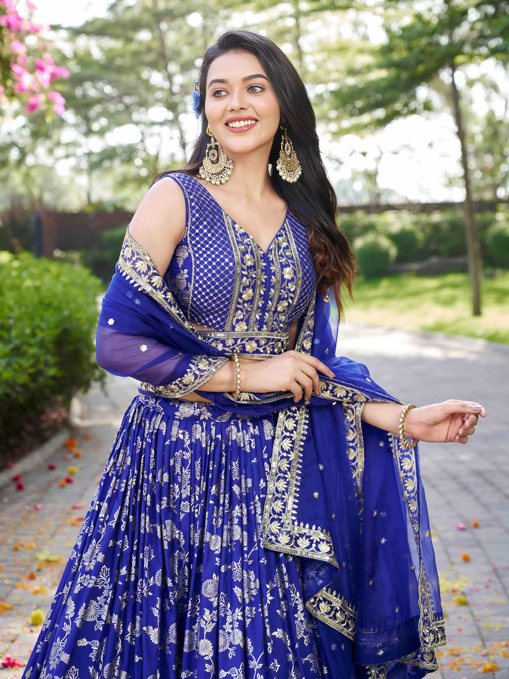 ROYAL BLUE DOLA SILK LEHENGA CHOLI