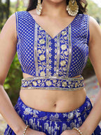 ROYAL BLUE DOLA SILK LEHENGA CHOLI
