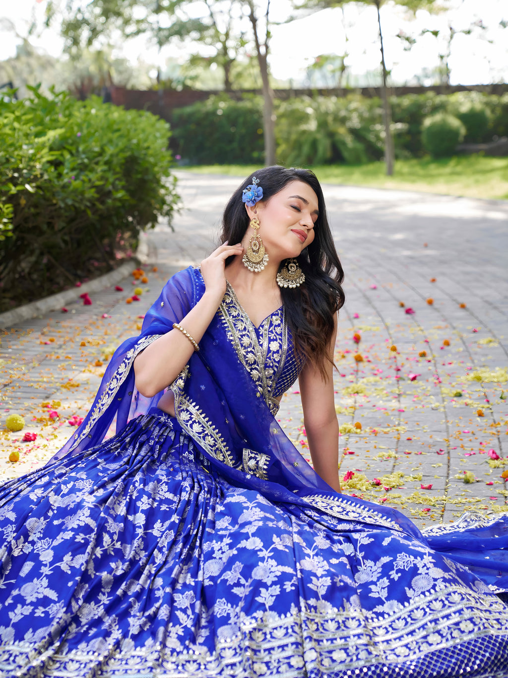 ROYAL BLUE DOLA SILK LEHENGA CHOLI