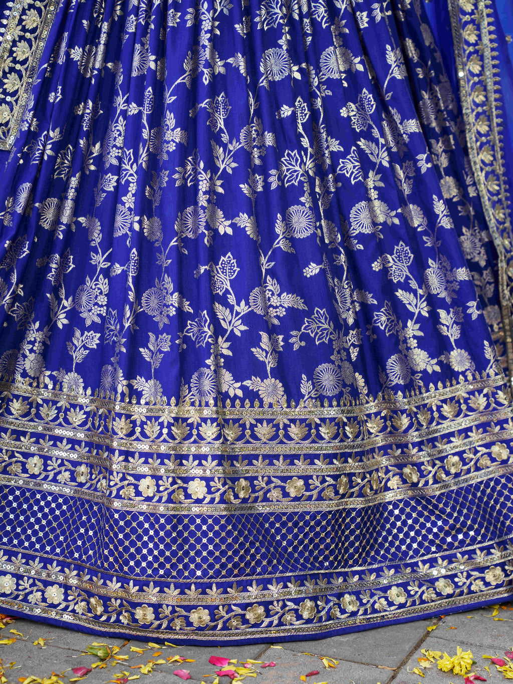 ROYAL BLUE DOLA SILK LEHENGA CHOLI