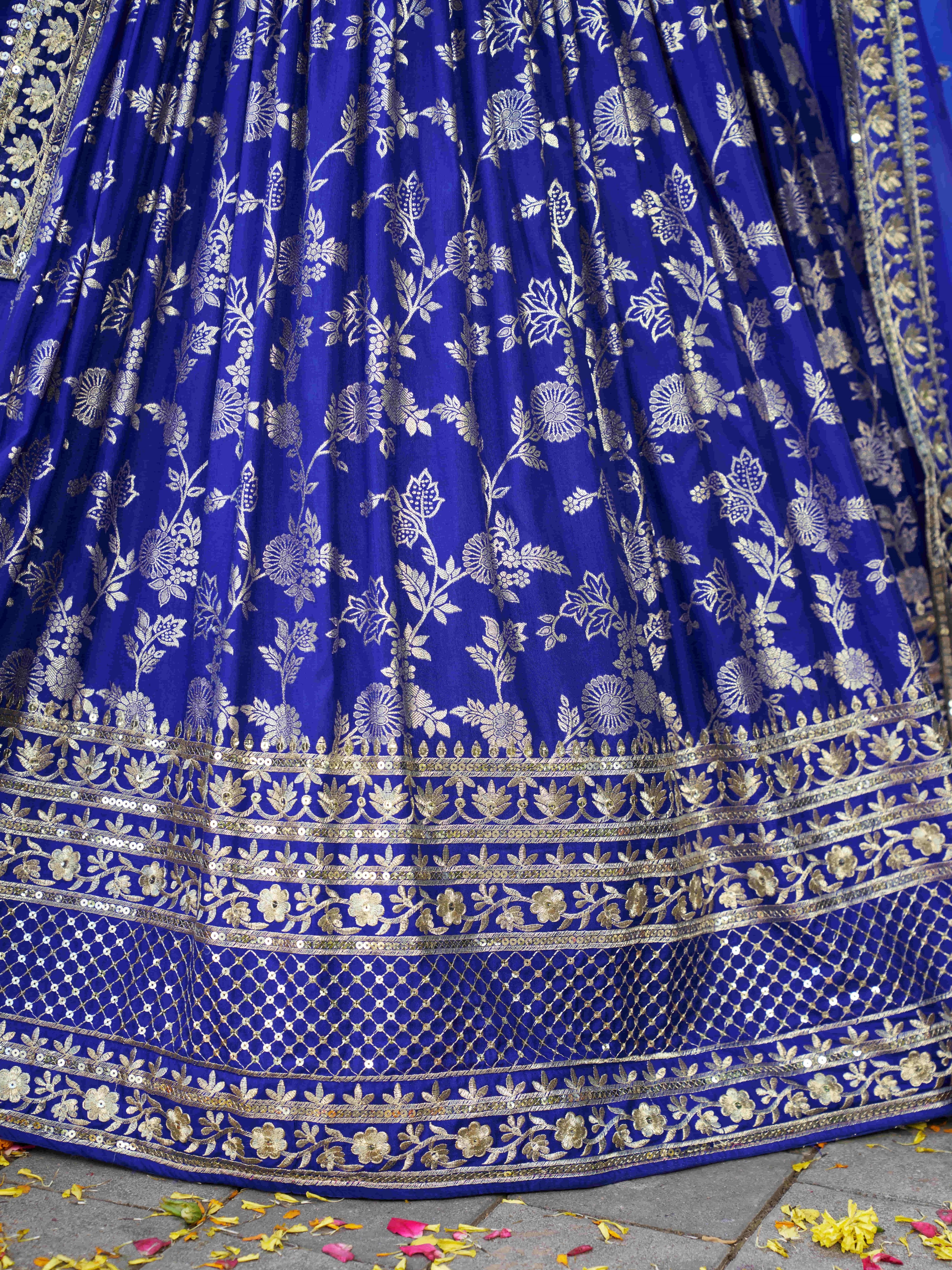 ROYAL BLUE DOLA SILK LEHENGA CHOLI