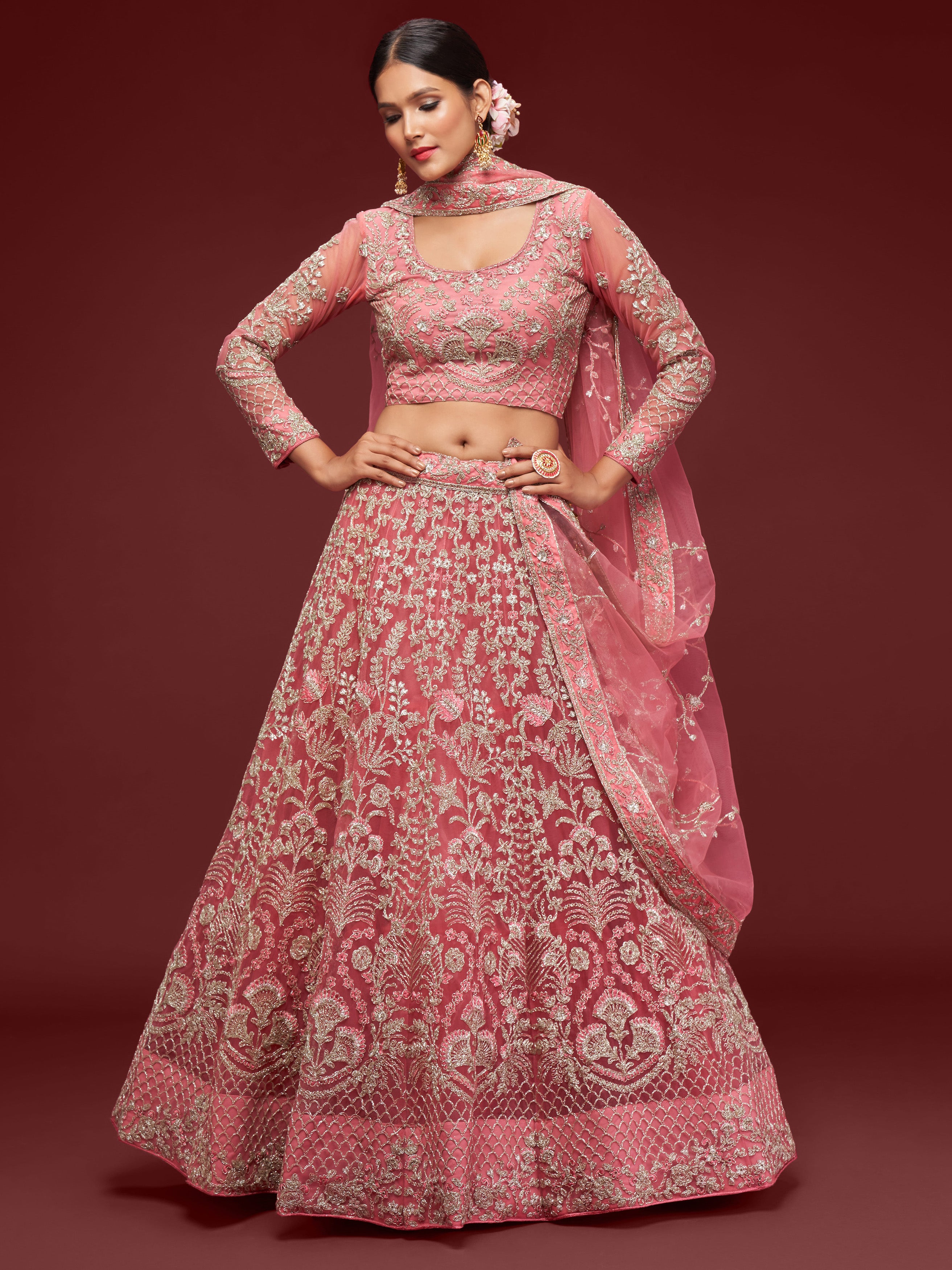 CORAL PINK BRIDAL LEHENGA CHOLI