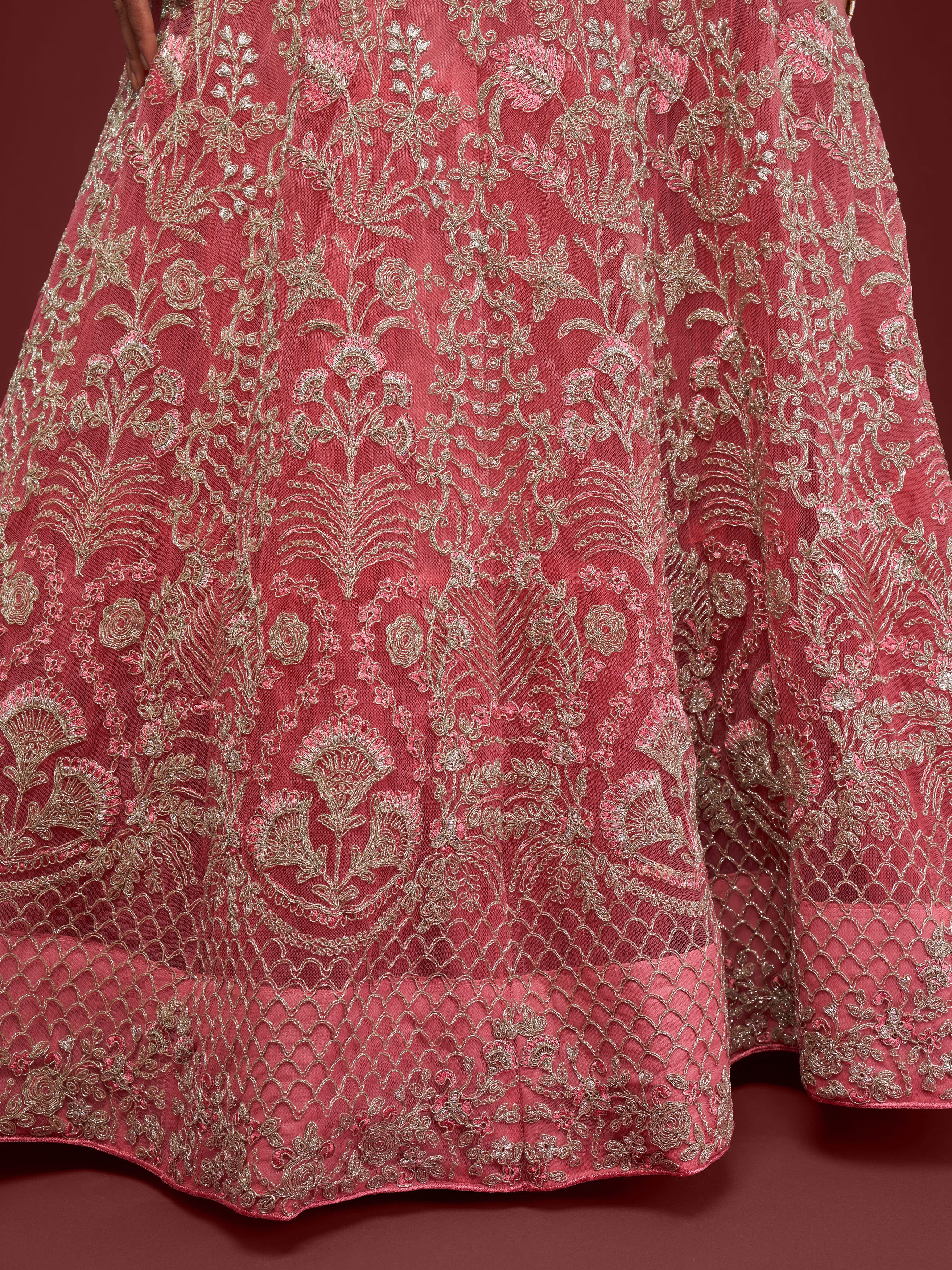 CORAL PINK BRIDAL LEHENGA CHOLI