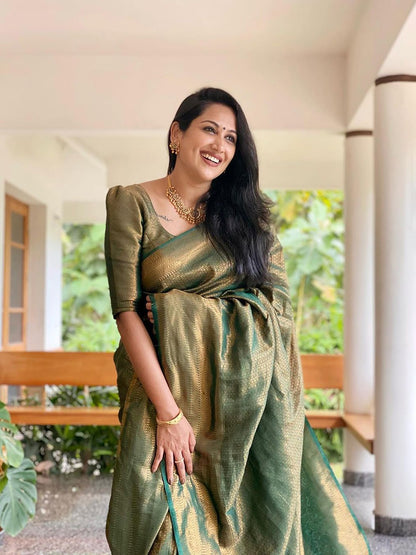 Glamorous Green Woven Banarasi Saree