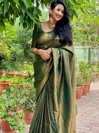 Glamorous Green Woven Banarasi Saree
