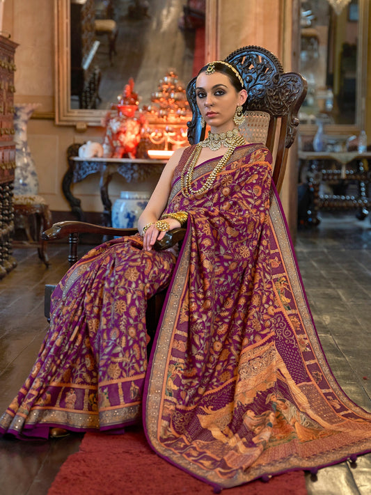 Violet Designer Banarasi Silk Saree