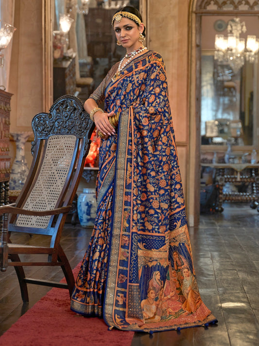 Blue Designer Banarasi Silk Saree