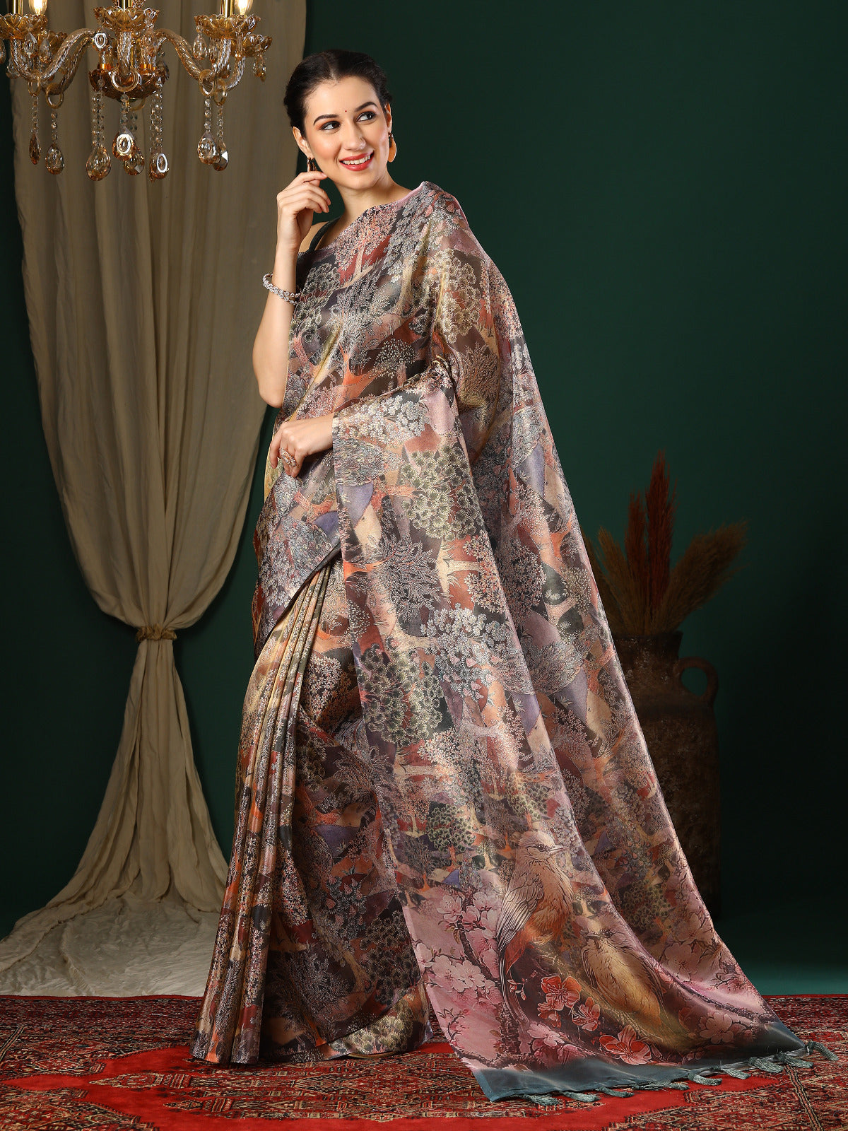 cappuccino Abstract Organza Saree