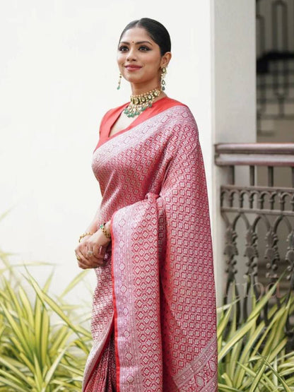 Gulal Red Woven Banarasi Saree