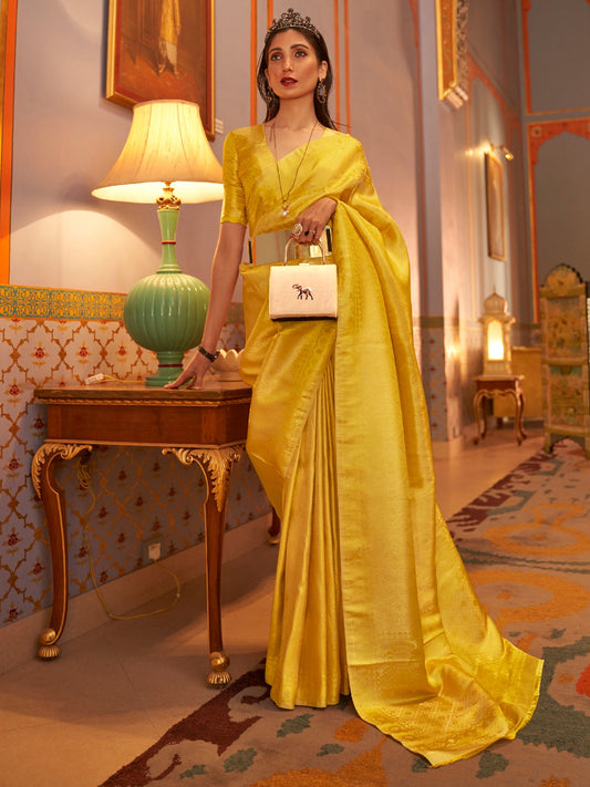 Yellow Woven Kanjivaram Silk Saree