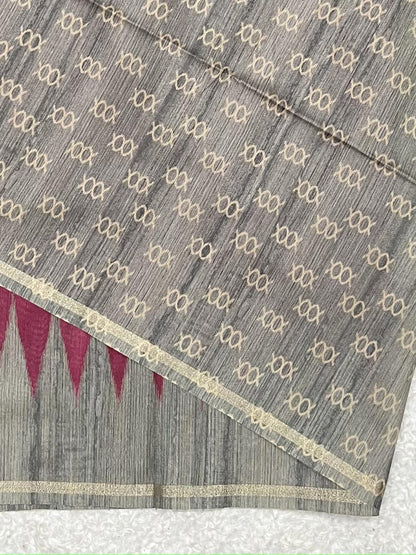 Rouge Pink Desi Tussar silk Saree