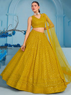 SUNFLOWER YELLOW GEORGETTE BRIDESMAID LEHENGA CHOLI