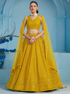 SUNFLOWER YELLOW GEORGETTE BRIDESMAID LEHENGA CHOLI