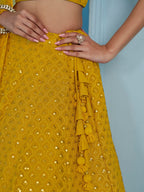 SUNFLOWER YELLOW GEORGETTE BRIDESMAID LEHENGA CHOLI