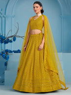 SUNFLOWER YELLOW GEORGETTE BRIDESMAID LEHENGA CHOLI