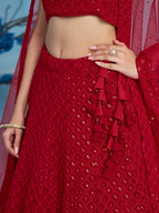 ROSE RED GEORGETTE BRIDESMAID LEHENGA CHOLI